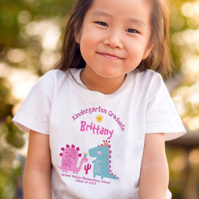 Camiseta Niña de Kinder Graduación Dinosaurio Nombre Person (Subido por el creador)