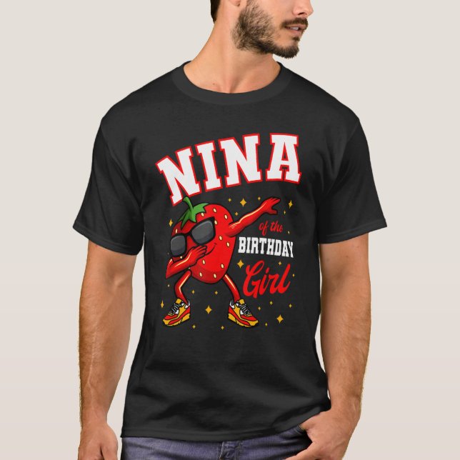 Camiseta Nina De La Chica De Cumpleaños Dabbing Strawberry  (Anverso)