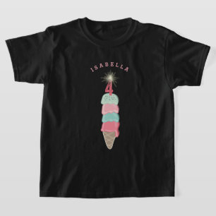 Camiseta Niña de la chispa del helado rosa Cumpleaños númer