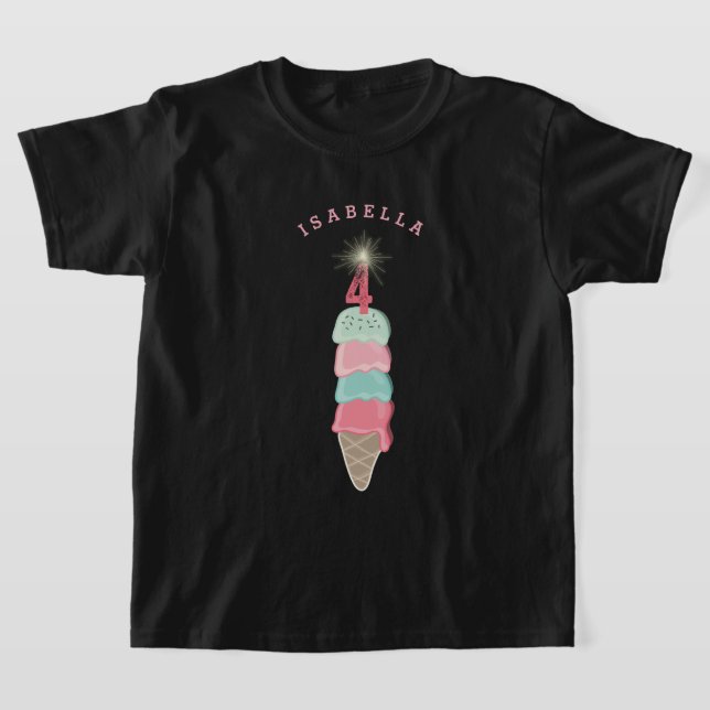 Camiseta Niña de la chispa del helado rosa Cumpleaños númer (Distribución)