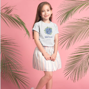Camiseta Niña de las flores de Hortensias Azules para Boda 