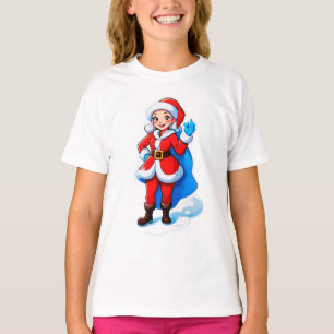 Camiseta Niña de Papá Noel de dibujos animados con abrigo r