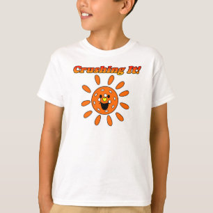 Camiseta Niña de pellebol, aplastándola - Sol Naranja