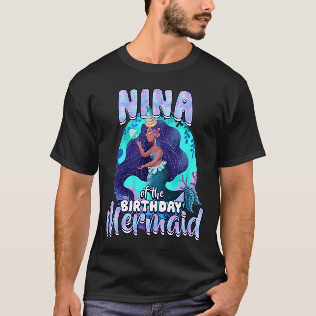Camiseta Nina Del Fiesta Familiar De Cumpleaños De La Siren (Anverso)
