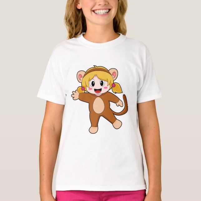 Camiseta Niña disfrazada de mono (Anverso)