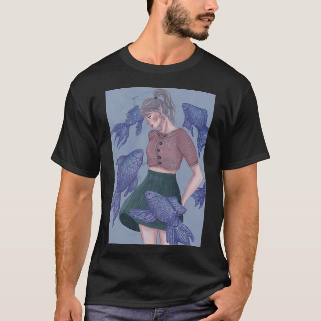 Camiseta Niña entre peces (Anverso)