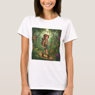 Camiseta Niña Exploradora de Dibujos Animados Adorable en l