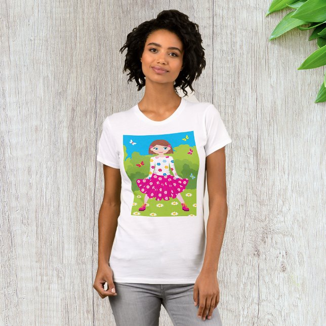 Camiseta Niña Feliz con Flores y Mariposas (Subido por el creador)