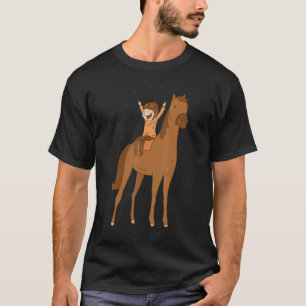 Camiseta Niña feliz de caballo montando una gallina de la p
