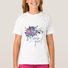 Camiseta Niña Flor Hermosa Boda Floral Azul Morado