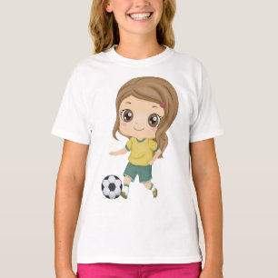 Camiseta Niña jugando fútbol Deportes infantiles adorables