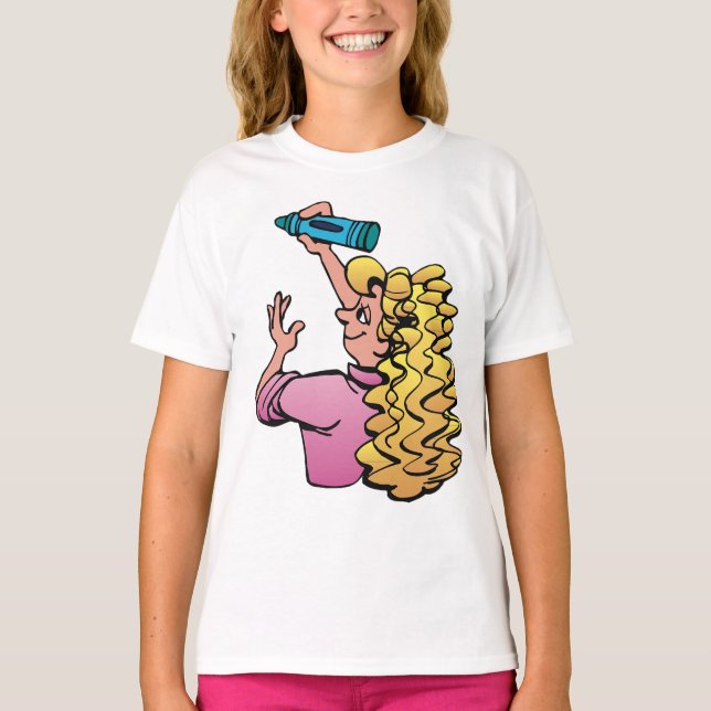 Camiseta Niña Juguetona con Crayón (Anverso)