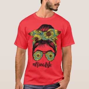 Camiseta Nina Life Messy Hair Bun Sunflower Women Mothers D