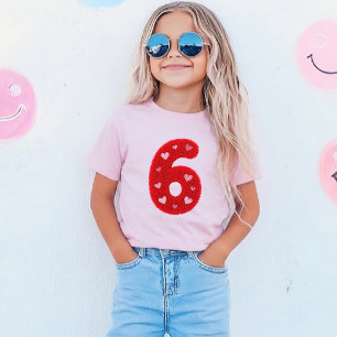 Camiseta Niña Linda Cumpleaños Seis Corazones   Rojo Esponj