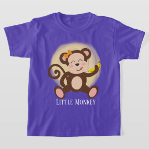 Camiseta niña linda mono pequeño añadir texto