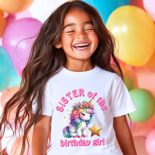 Camiseta Niña mágica unicornio brillante cumpleaños hermana