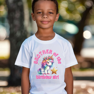 Camiseta Niña mágica unicornio brillante cumpleaños hermano