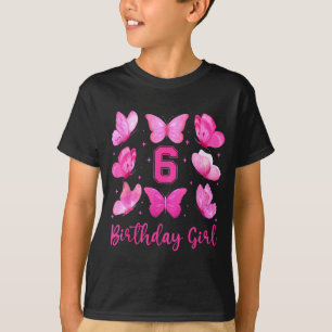 Camiseta Niña Mariposa Rosa Cumpleaños 6 Coqueta 6 Años