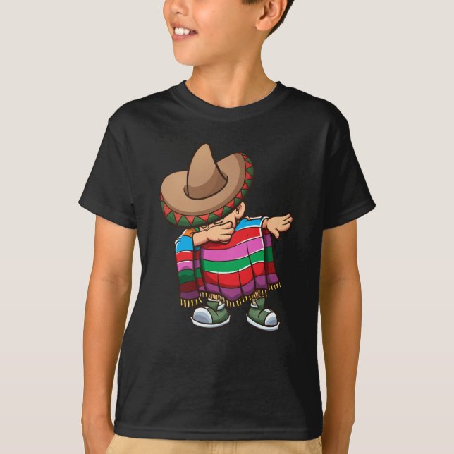 Camiseta Niña mexicana con Sombrero y Sombrero (Anverso)