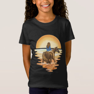 Camiseta Niña montando caballo en puesta de sol