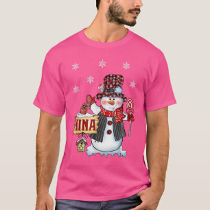 Camiseta Nina Navidades de Snowman Candy Cane Red Plaid San