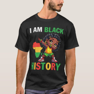 Camiseta Niña negra linda haciendo dab con mapa de África S