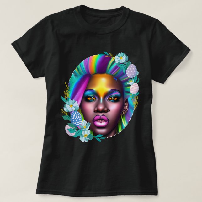 Camiseta Niña Negra Magic Rainbow Spring Melanin Sista Wome (Diseño del anverso)