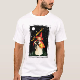 Camiseta Niña nostálgica, linterna Jack-o’ y gato