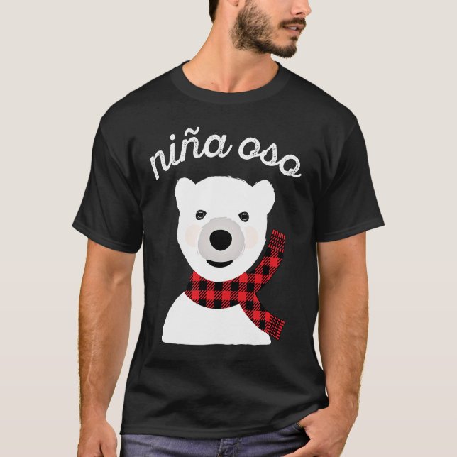 Camiseta niña oso polar de Navidad decoracion de rojos (Anverso)