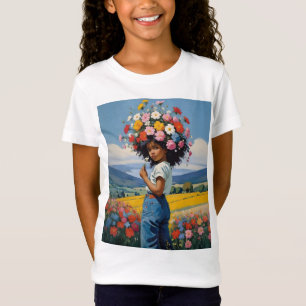 Camiseta Niña Pequeña Con Flores En Su Cabello