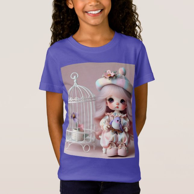 Camiseta Niña pequeña con pájaro, colección de Natasha Us (Anverso)