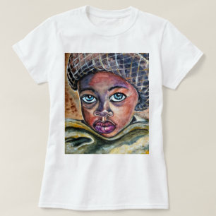 Camiseta Niña Pequeña De Ojo Azul Con Gorra - Acuarela -
