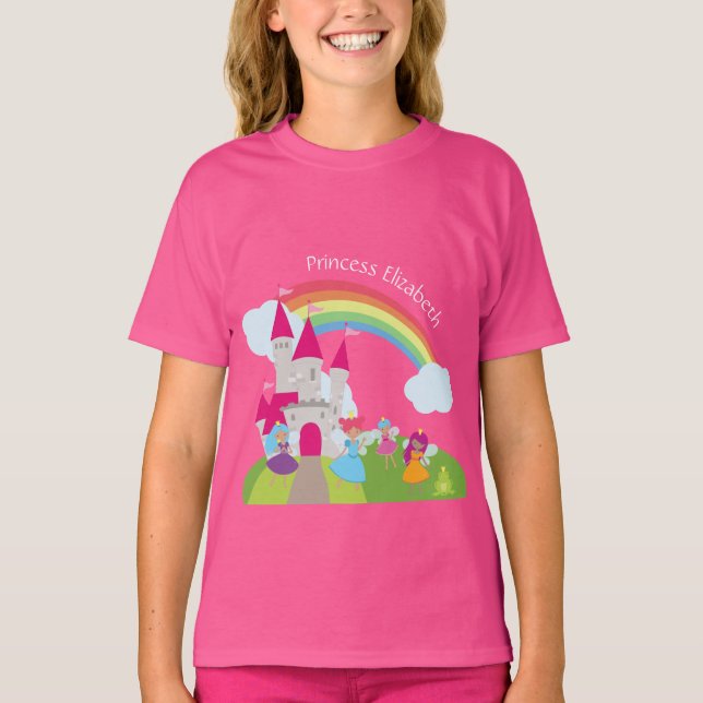 Camiseta Niña pequeña Princesa de hadas con arcoiris y cast (Anverso)