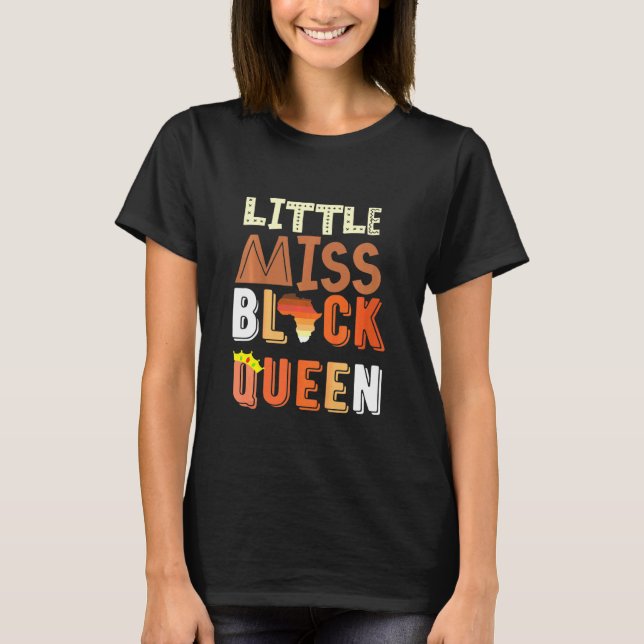 Camiseta Niña Pequeña Señorita Reina Negra Melanin Piel Mar (Anverso)