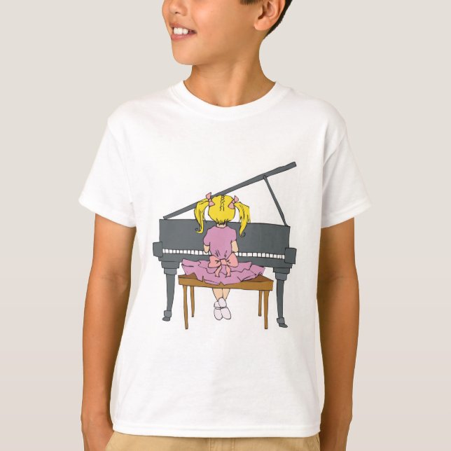 Camiseta niña pequeña tocando piano (Anverso)