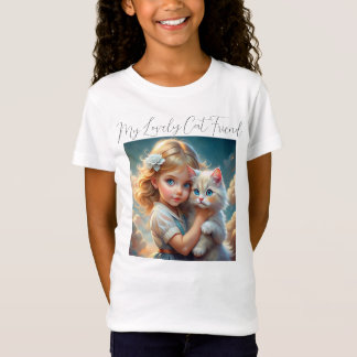 Camiseta Niña pequeña y amigo del gato lindo