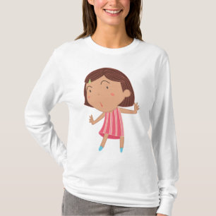 Camiseta Niña Pequeña y Caprichosa con Vestido a Rayas Rosa