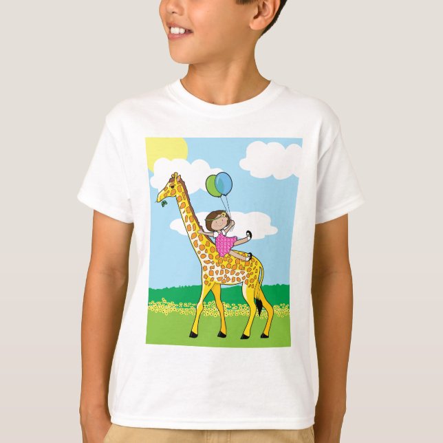 Camiseta Niña pequeña y jirafa (Anverso)
