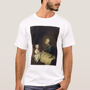 Camiseta Niña que dice sus rezos en cama
