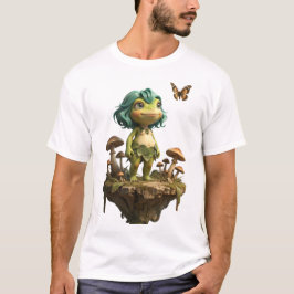 Camiseta Niña Rana Adorable Entre Hongos con Mariposa