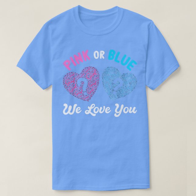 Camiseta Niña Rosa O Azul O Chica Que Te Ama Revelación De  (Diseño del anverso)