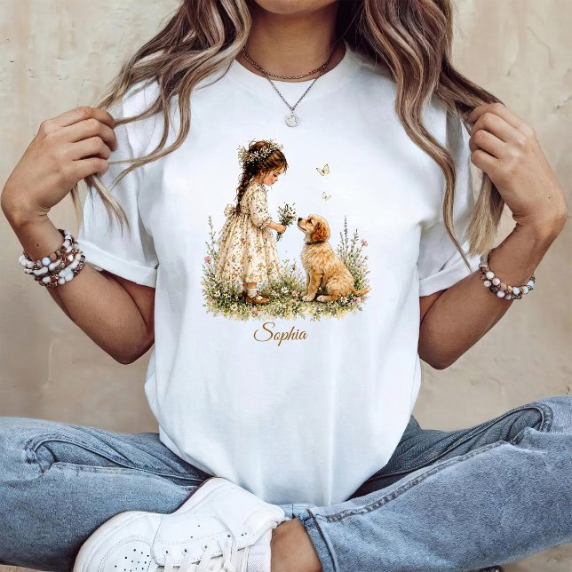 Camiseta Niña y cachorro (Subido por el creador)