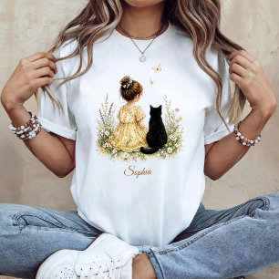 Camiseta Niña y gato negro