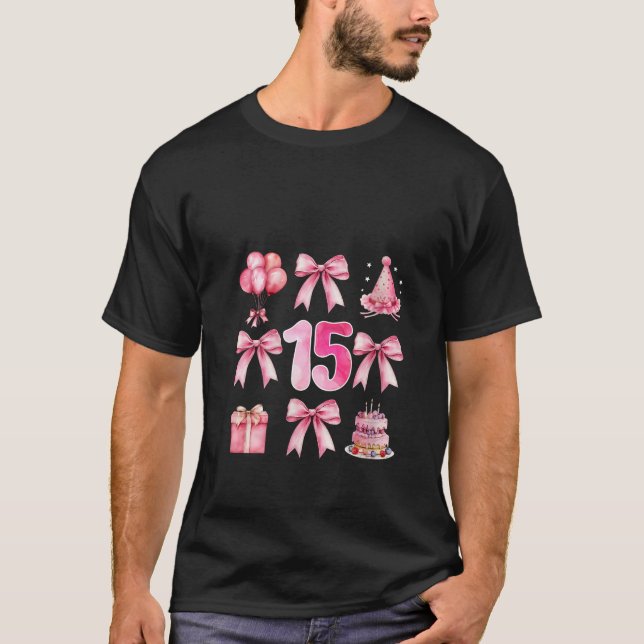 Camiseta Niñas 15 años Chica Coquette Rosa Bow F (Anverso)