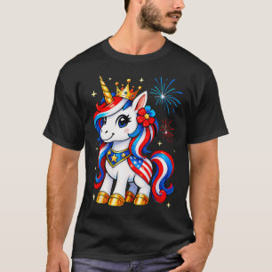Camiseta Niñas 4 De Julio Unicornio Usa Bandera Infantil Pa