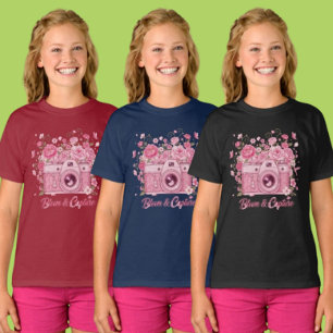 Camiseta Niñas Artículo de Ropa de Cámara Floral Rosa