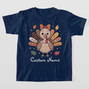 Camiseta Niñas Coquette de Acción de Gracias Pavo Femenin