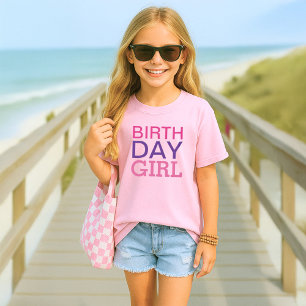 Camiseta Niñas Cumpleañeras con Rosa y Morado Intenso