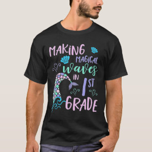 Camiseta Niñas de 1er Grado Cute Sirena Primer Día Niños Vu