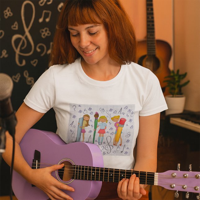 Camiseta Niñas escolares con una excesiva plantilla escolar (Subido por el creador)